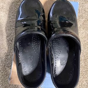 Dansko Black Patent Clogs 37